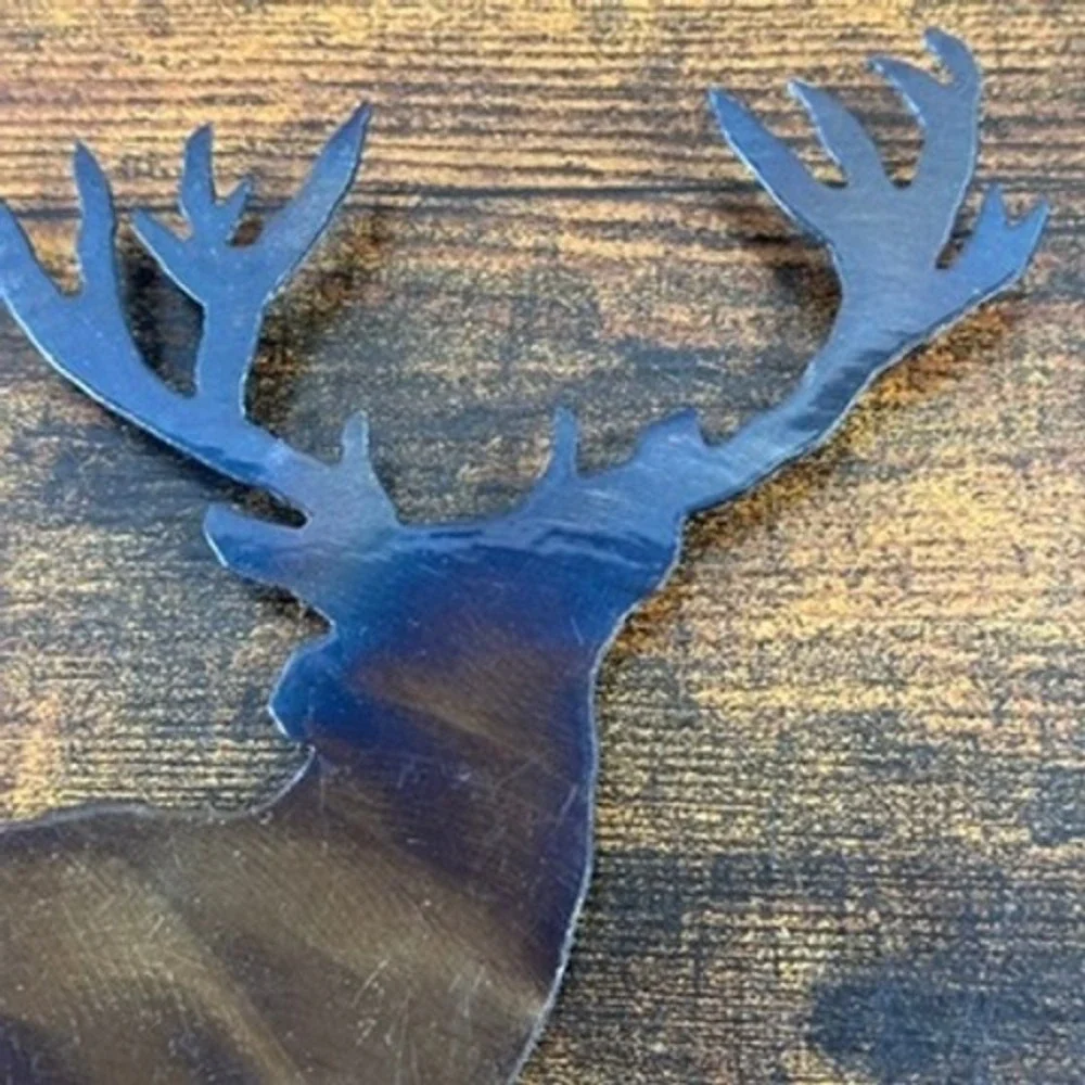 Metal Wall Art Bear Deer Silhouette Iridescent Heat Treated Finish Steel Set‎